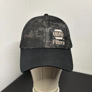 Napa Filters Trucker Style Cap Black Camo Hat Flag Hook and Loop OSFM NWOT Auto